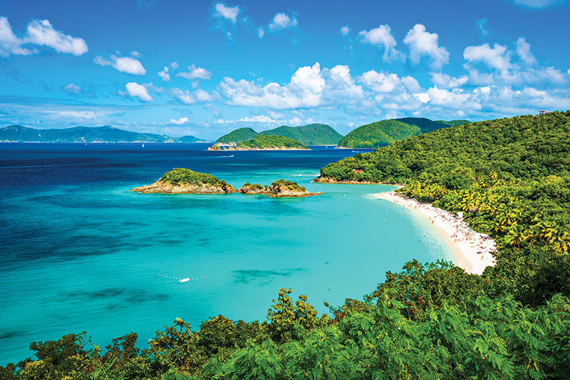 Image of a pristine white-sand beach and turquoise water in the Caribbean